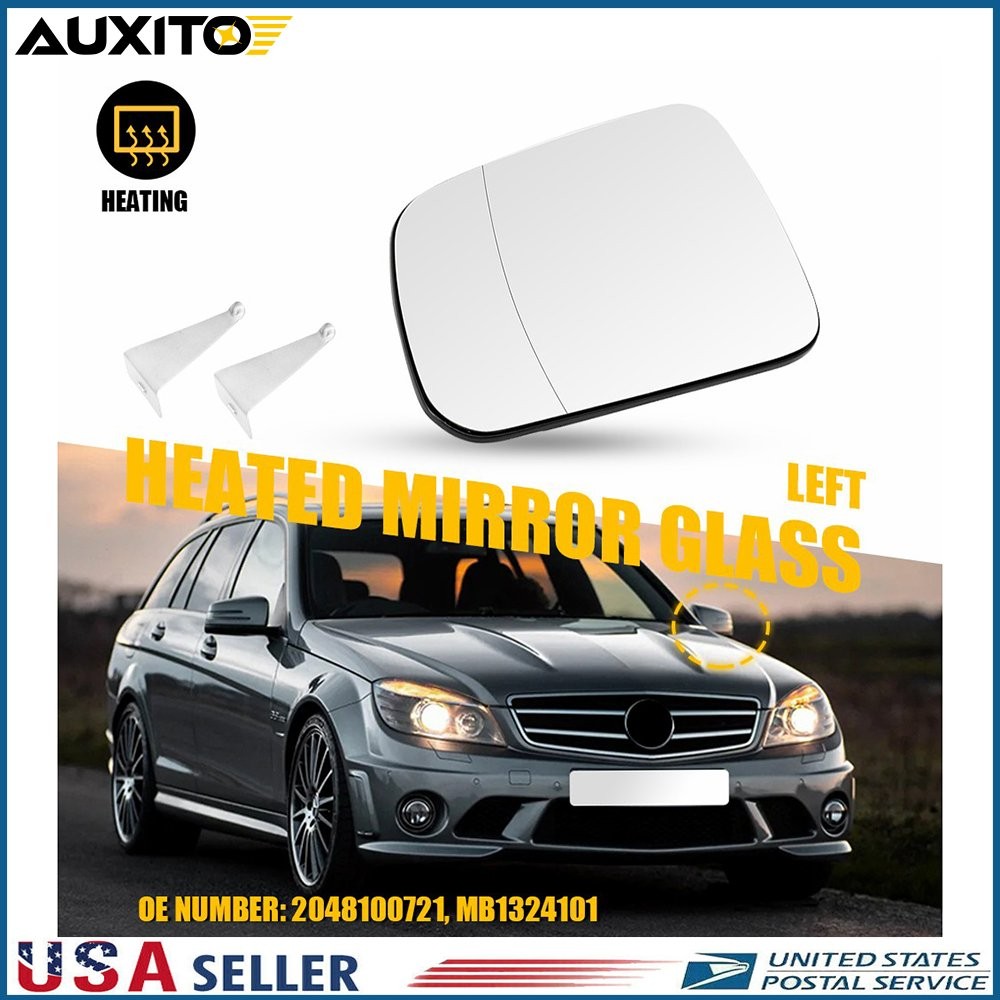 Left Side Heated Mirror Glass Replacement Fit Mercedes C230 C250 C300 C350 08-11