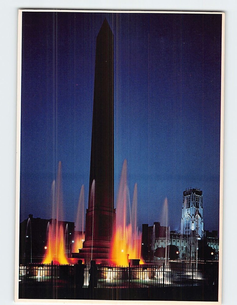 Postcard Fountain in Obelisk Square Indianapolis Indiana USA