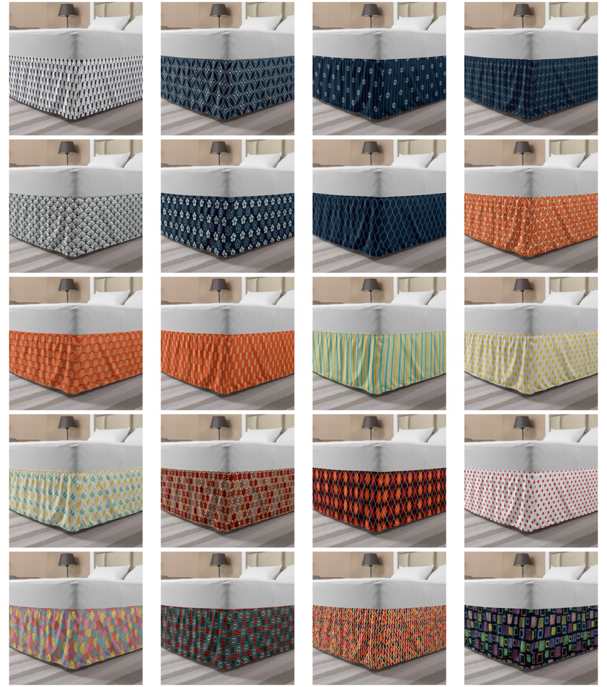 Ambesonne Chevron Bedskirt Elastic Wrap Around Skirt Gathered Design