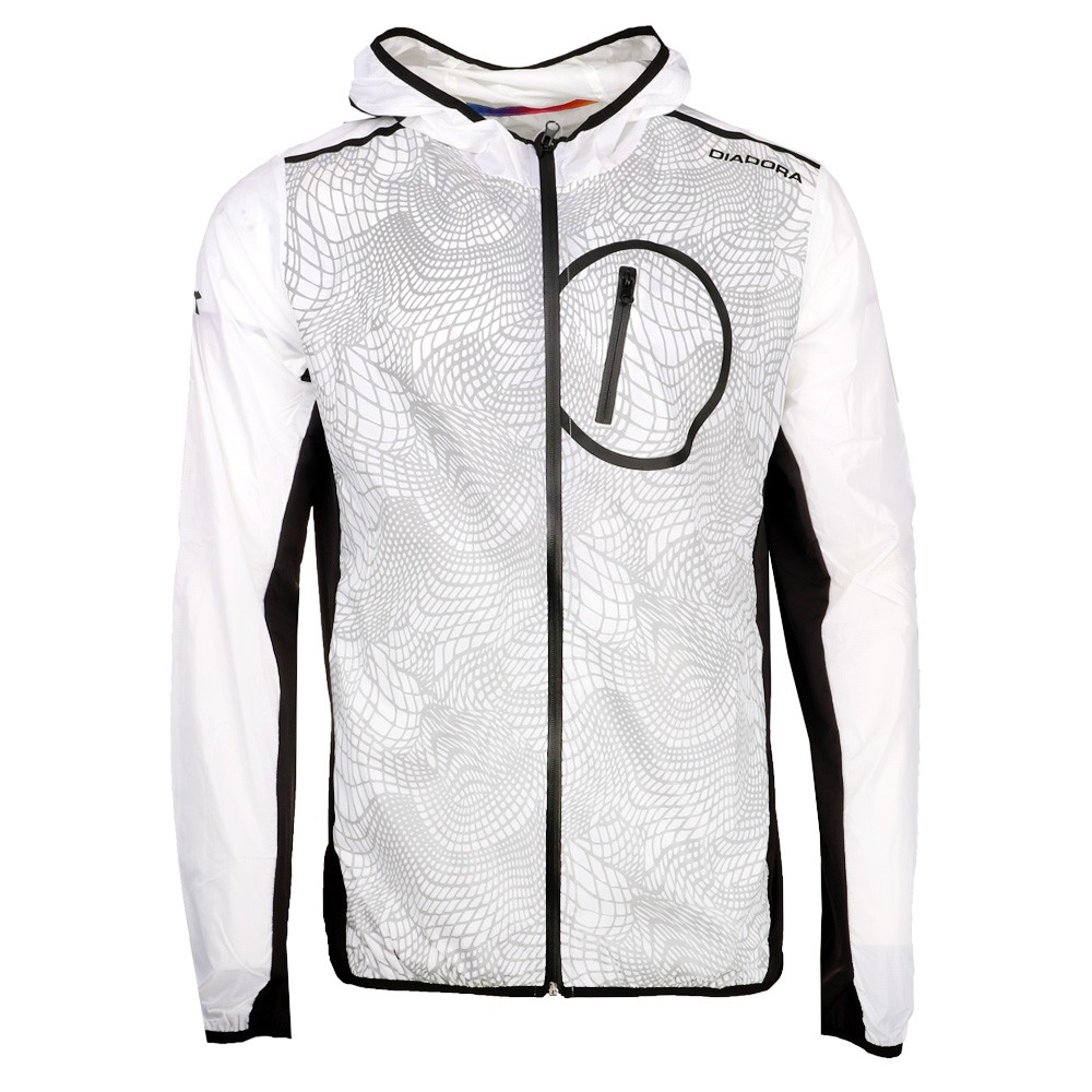 diadora Bright Graphic Full Zip Jacket Mens White Casual Athletic Outerwear 1705