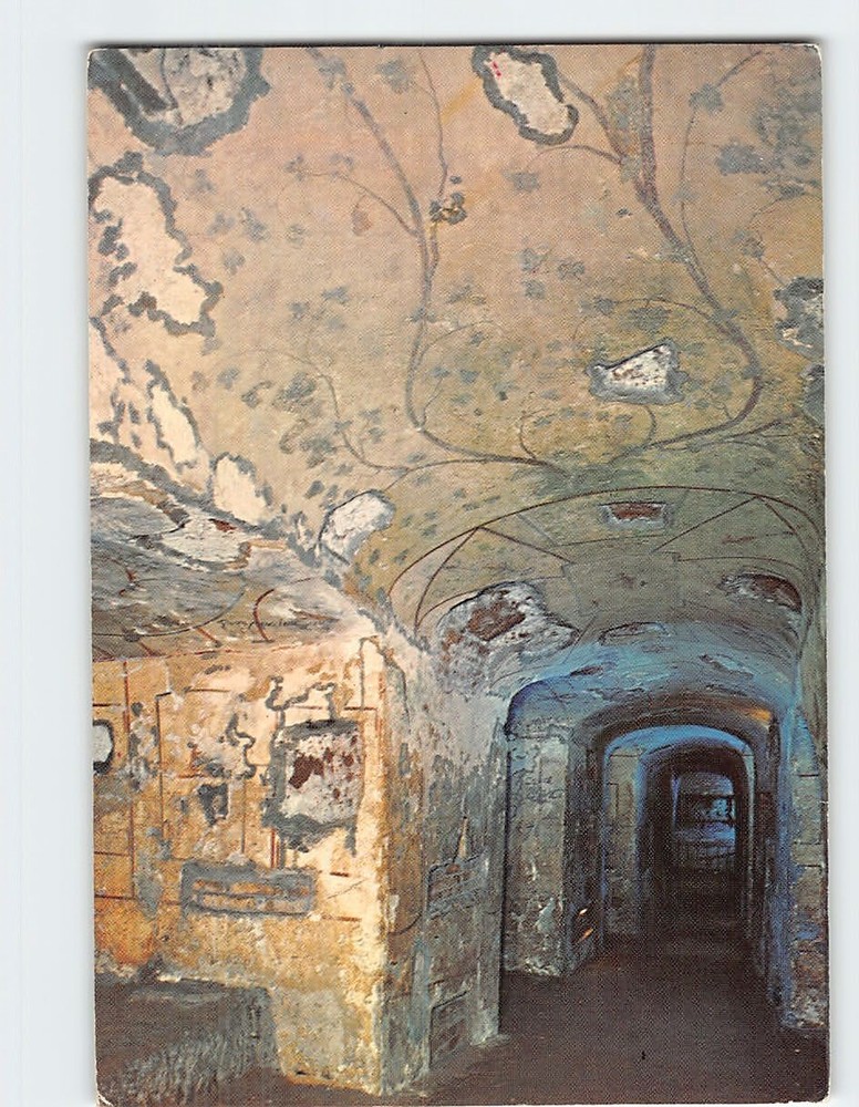 Postcard Interior Catacombs of Domitilla in Rome Italy