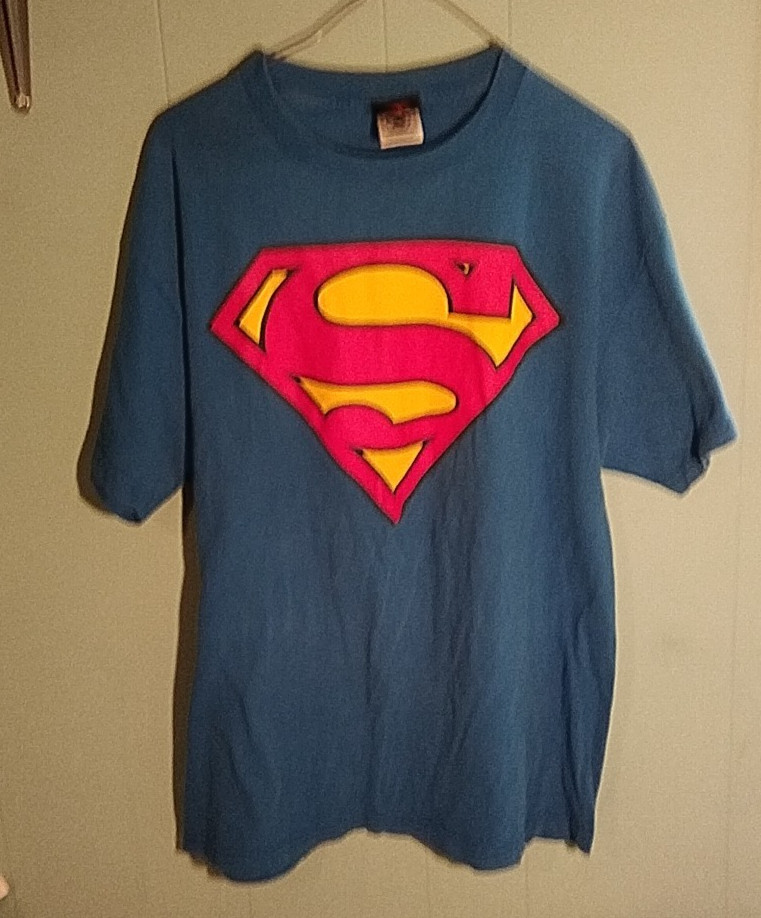 Superman DC Comics Mens L Large T-Shirt Blue Warner Brothers Vintage 2001
