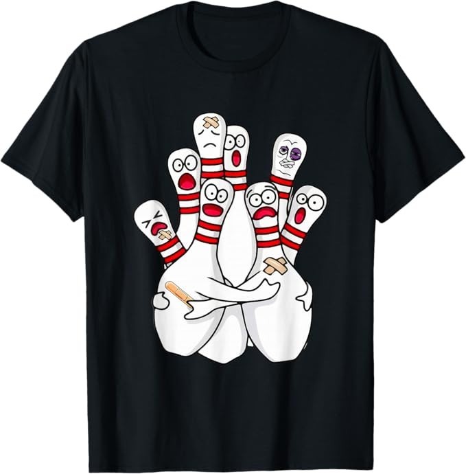 Funny Cartoon Bowling Scared Bowling Pins Funny Sport Bowler Gift Unisex T-Shirt