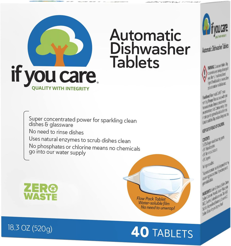 If You Care Dishwasher Tablets 40 Count - Powerful, Plant Based, Concentrated, B