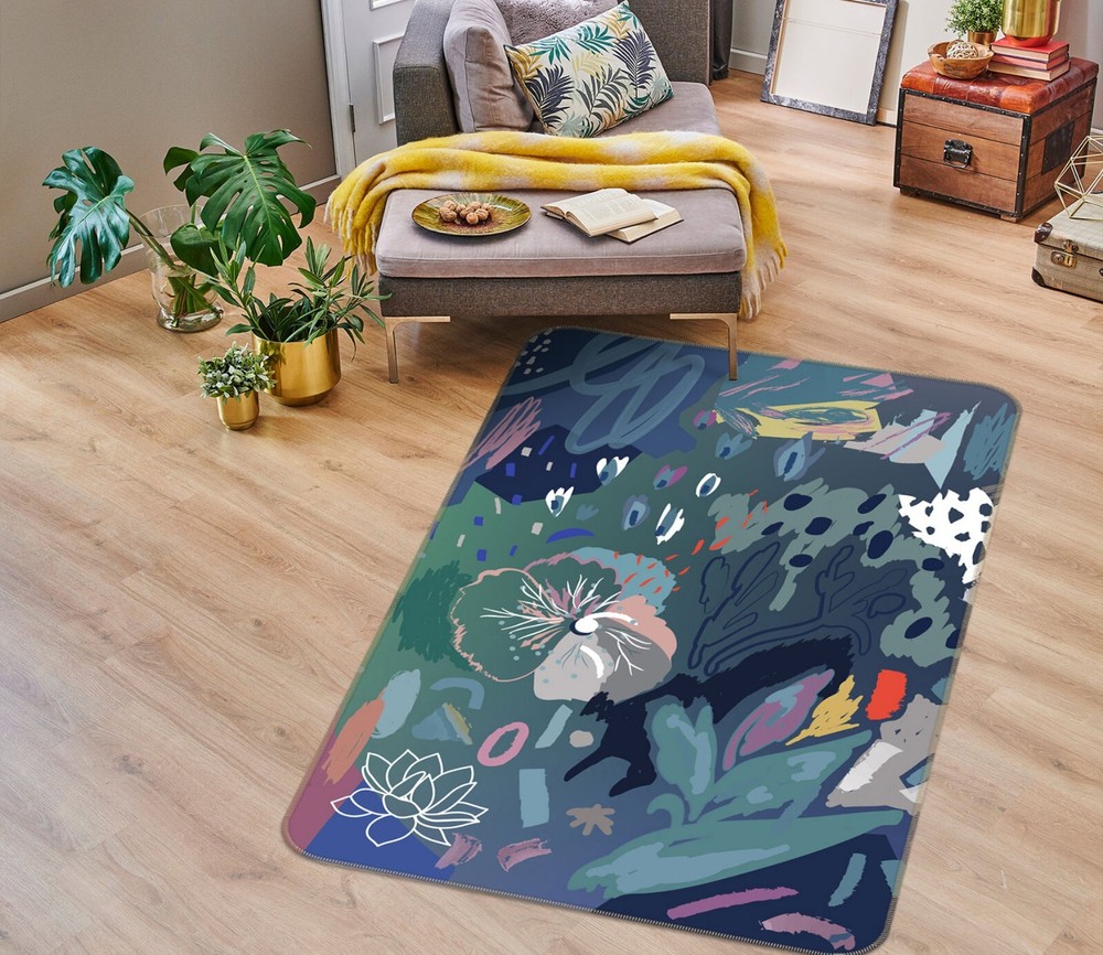 3D Blue Petals ZHUC438 Game Non Slip Carpet Mat Photo Carpet Amy