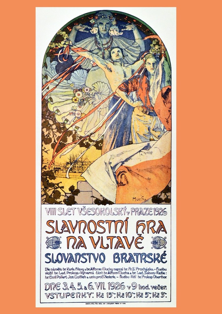 Decor poster.Interior design Art Nouveau.Mucha Fraternal Slavdom.6241