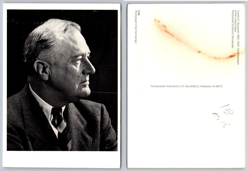Franklin D. Roosevelt FDR Profile Portrait Postcard by Marcel Sternberger