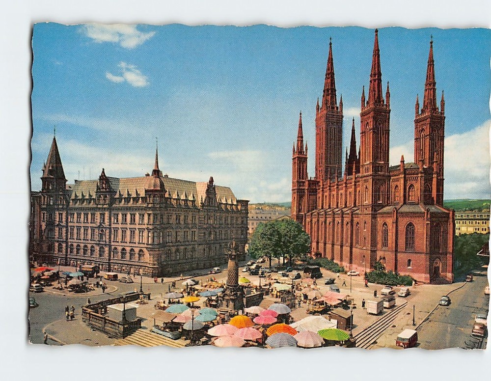 Postcard Marktplatz Wiesbaden Germany