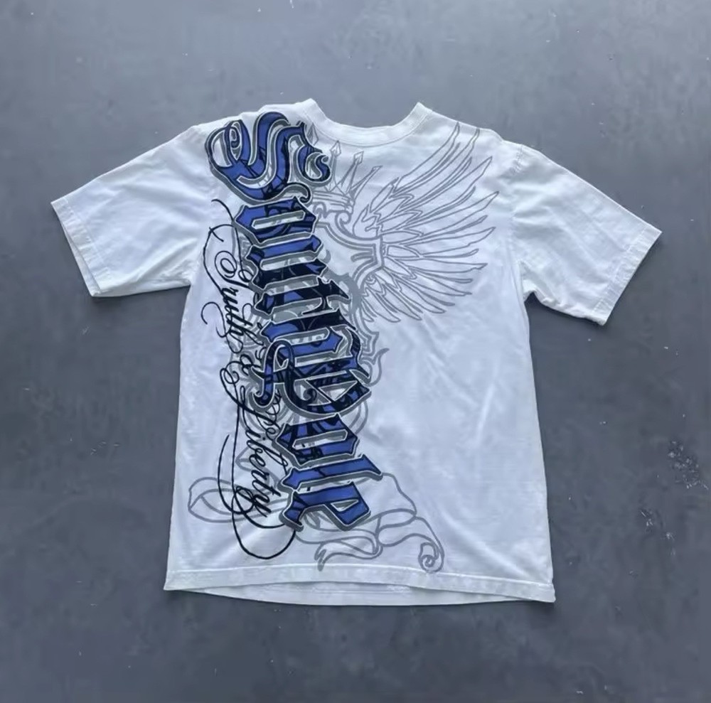 Mens Y2K Gothic Graphic T Shirt Streetwear South pole Wing  Grunge Vinatage Tee