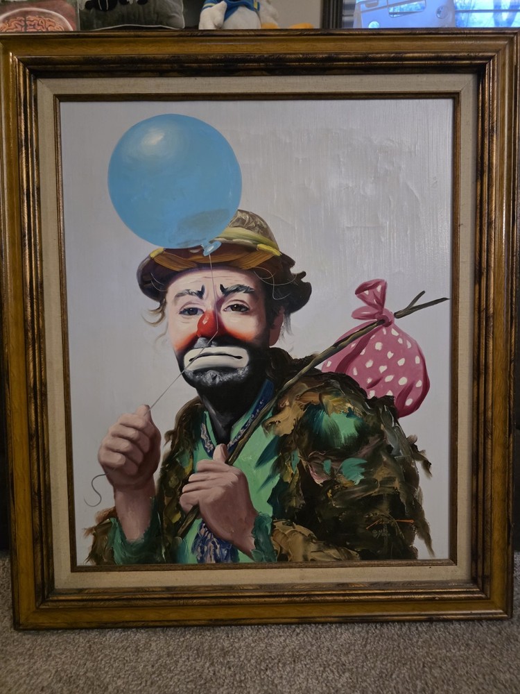 Clown Painting Rusty Rust EMMETT KELLY Painting Oil Canvas 1985 19/250 24