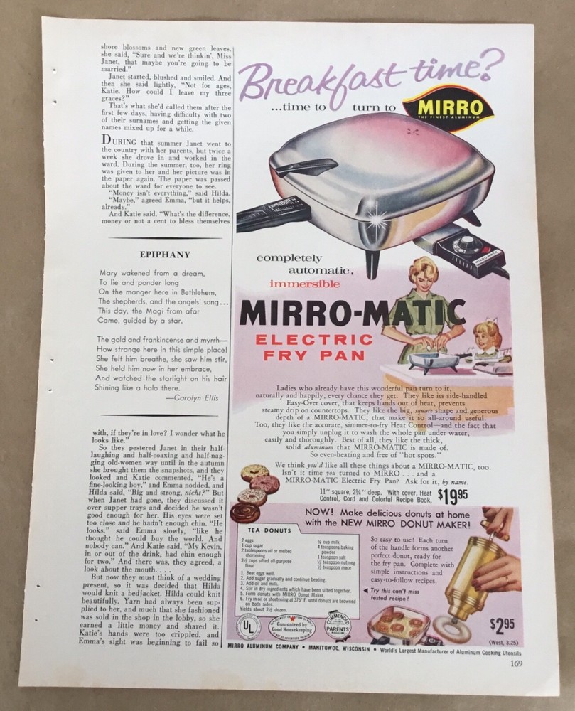 Mirro-Matic print ad 1960 vintage 60s retro home kitchenware decor appliances