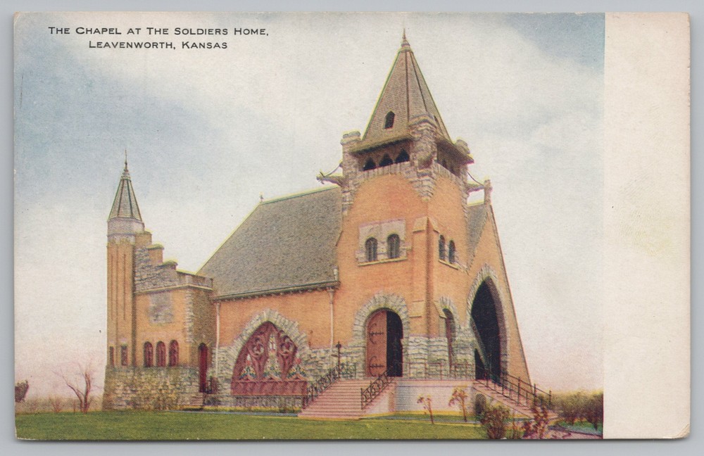 Leavenworth Kansas~Soldiers Home Chapel~Vintage Postcard