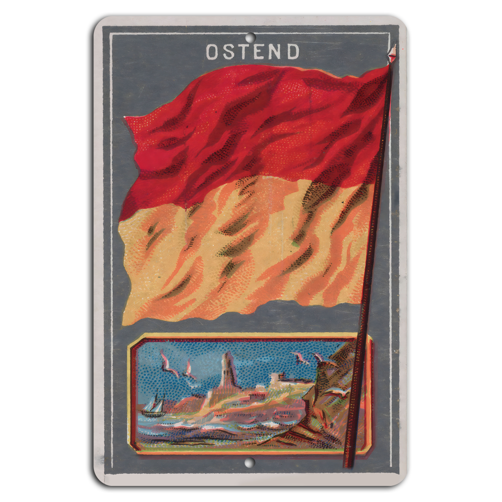 Explore Ostend: Vintage Coastal Charm Metal Sign