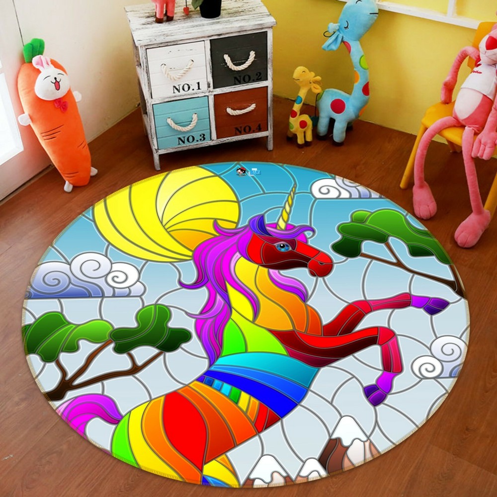 3D Color Unicorn Sun NAO10306 Game Rug Mat Elegant Photo Carpet Mat Fay