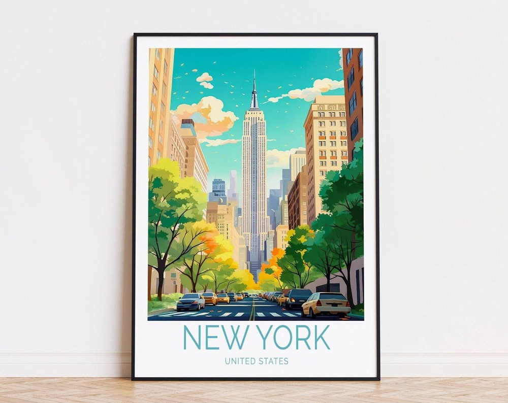 New York Travel Poster New York United States Wall Art New York City Print