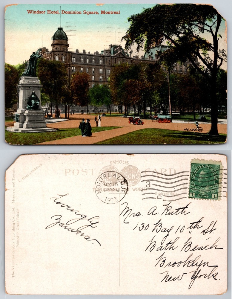 Windsor Hotel Dominion Square Montreal Canada Postcard