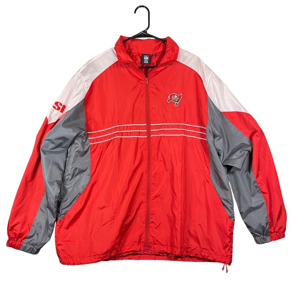 VTG Y2K Reebok NFL Tampa Bay Buccaneers Windbreaker Jacket Mens XL Red Full Zip