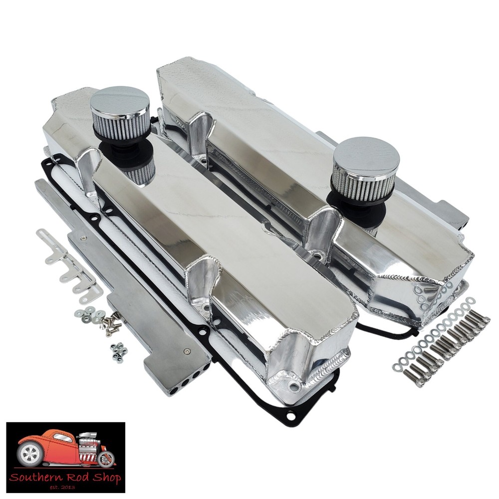 Big Block Dodge Fabricated POLISHED Aluminum Valve Covers Mopar Gaskets 383 440