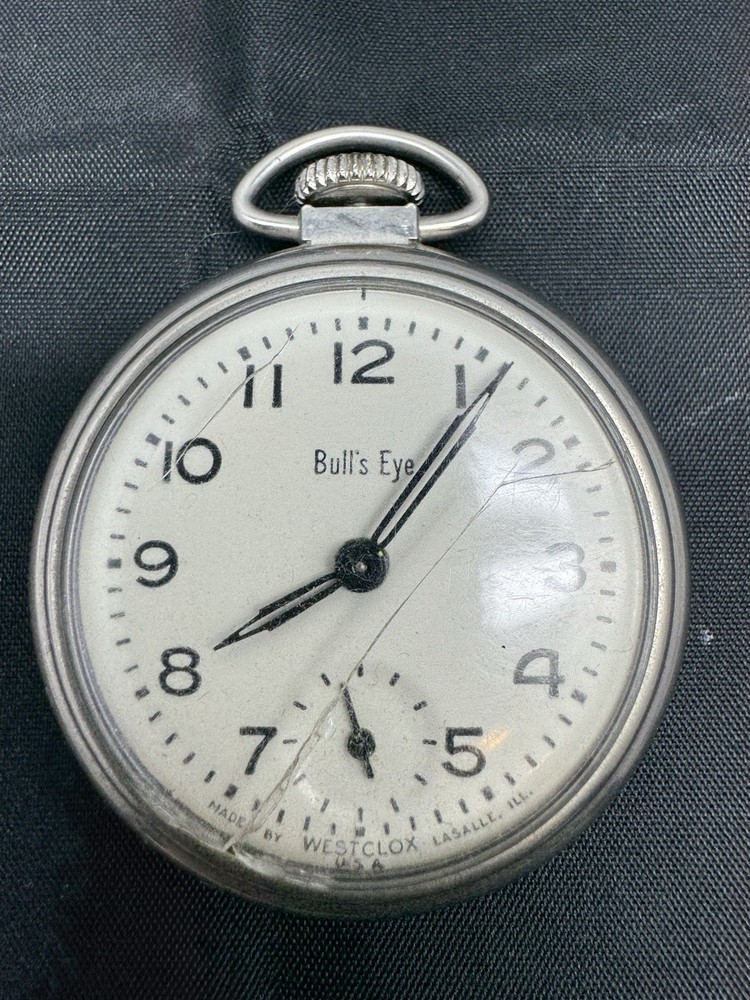 Bull's Eye Vintage Pocket Watch Has Cracks In The Glass Not Running