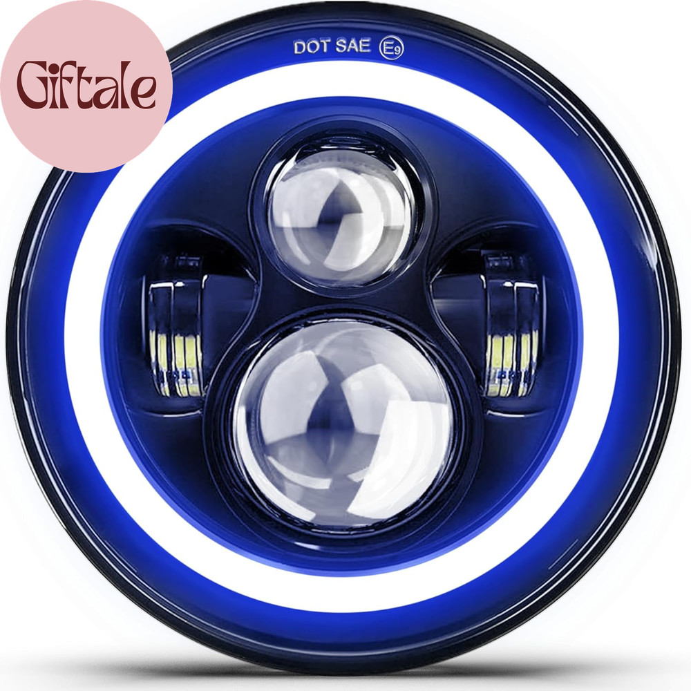 DOT 7 Inch LED Headlight Motorcycle Blue Halo High/Low Beam, Motorcycle LED Head