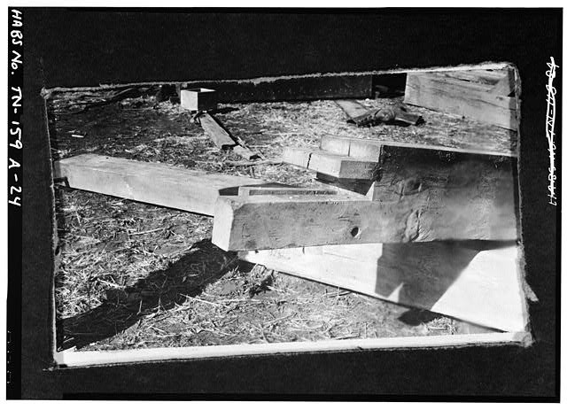 24. DETAIL COLUMN TWENTY-ONE, SHOWING TENONS PLATE - Caleb Crosby Threshing