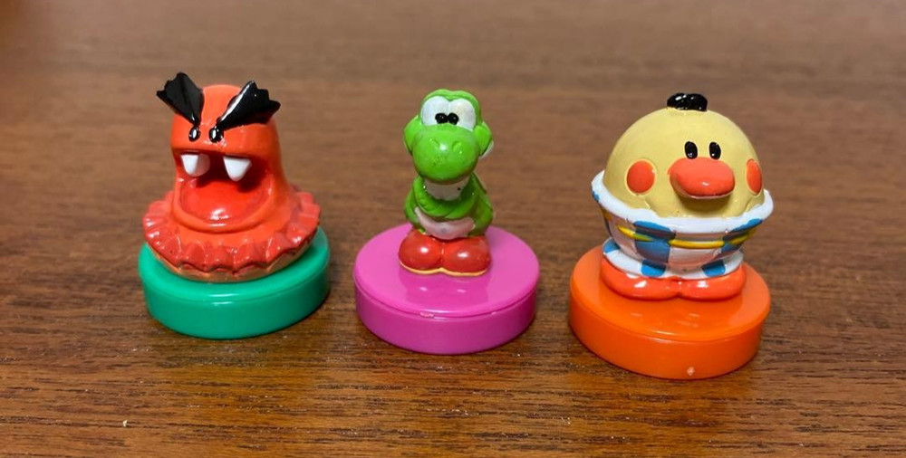 1990s Super Mario Yoshi’s Island Mini Stamp Figure Set of 3 Vintage Collectible