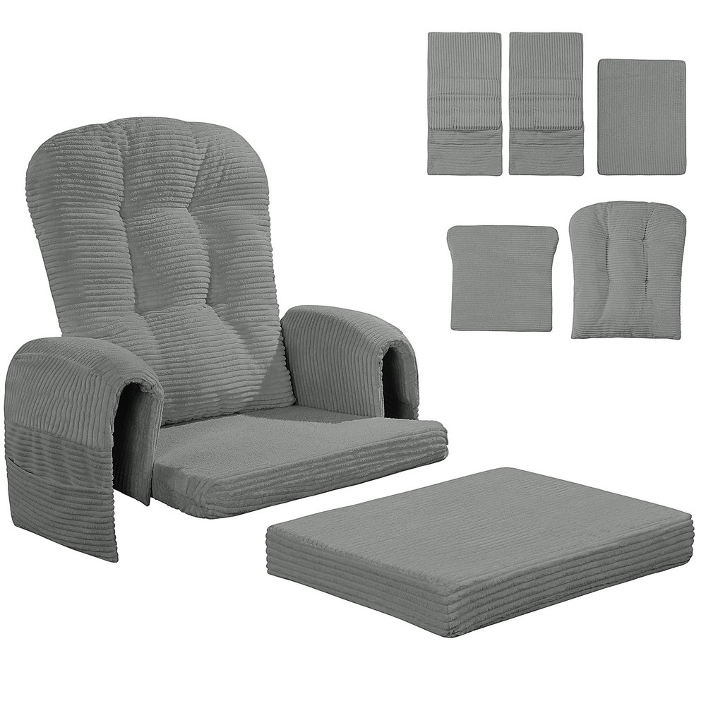 MABOZOO 5 PCS Corduroy Glider Rocker Replacement Cushions with Storage Side P...