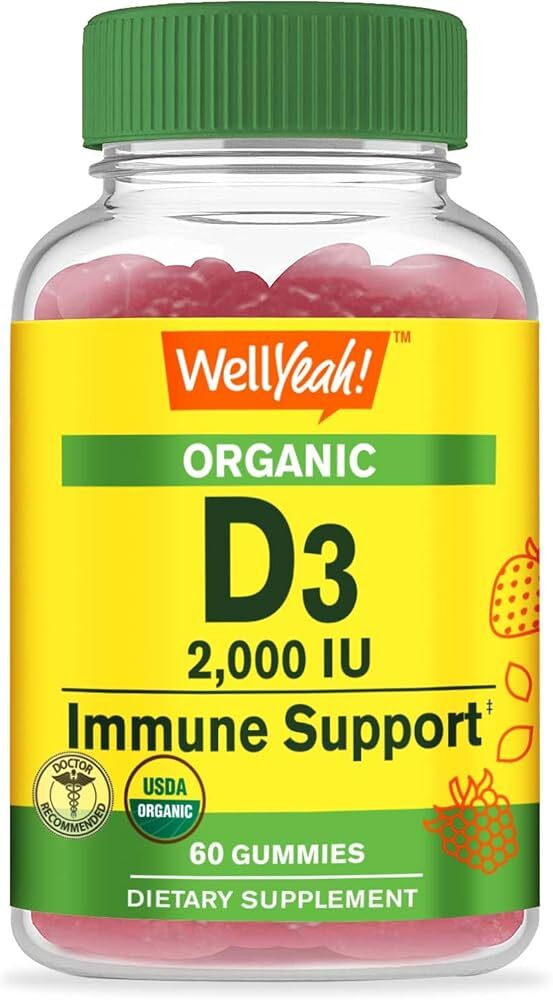Organic Vitamin D3 2,000 IU (50 mcg) Gummies - Supports Bone, Muscle Strength...