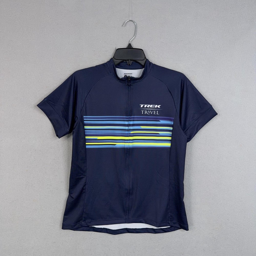 Bontrager Jersey Womens Medium Navy Blue Trek Travel Full Zip Cycling Top Bike