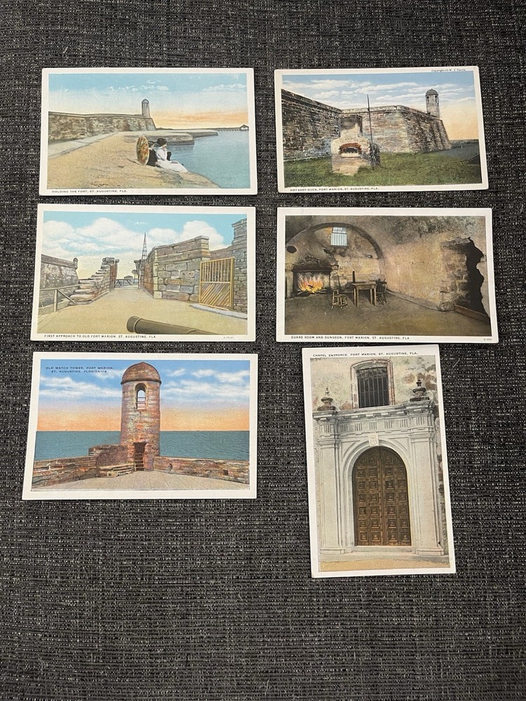 Vintage Linen Postcards St. Augustine, Florida~ Vintage Fort Marion Views-