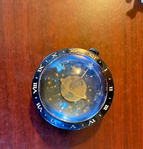 1930s Westclox Celestial Desk Clock Earth Planet Moon Stars Works Rare Vintage