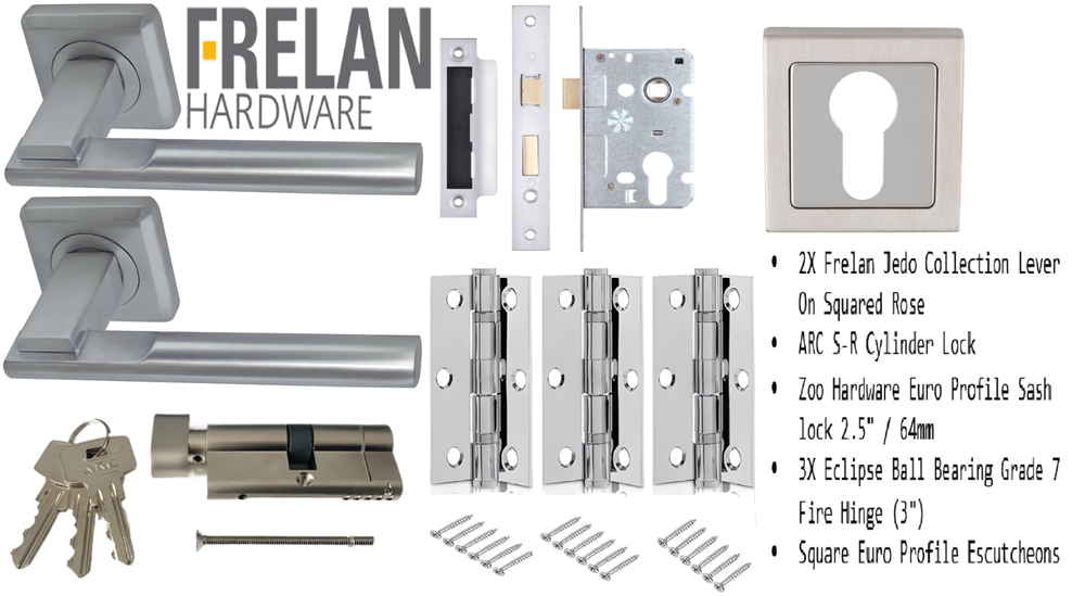 Freland Hardware Jedo Collection Lever On Rose Euro Cylinder Door Handle Pack