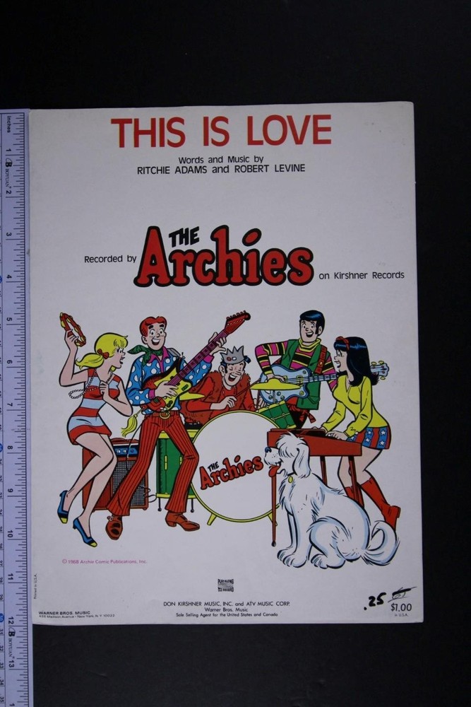 1971 The Archies Sheet Music~Archie~Jughead~Betty~Veronica~Reggie~
