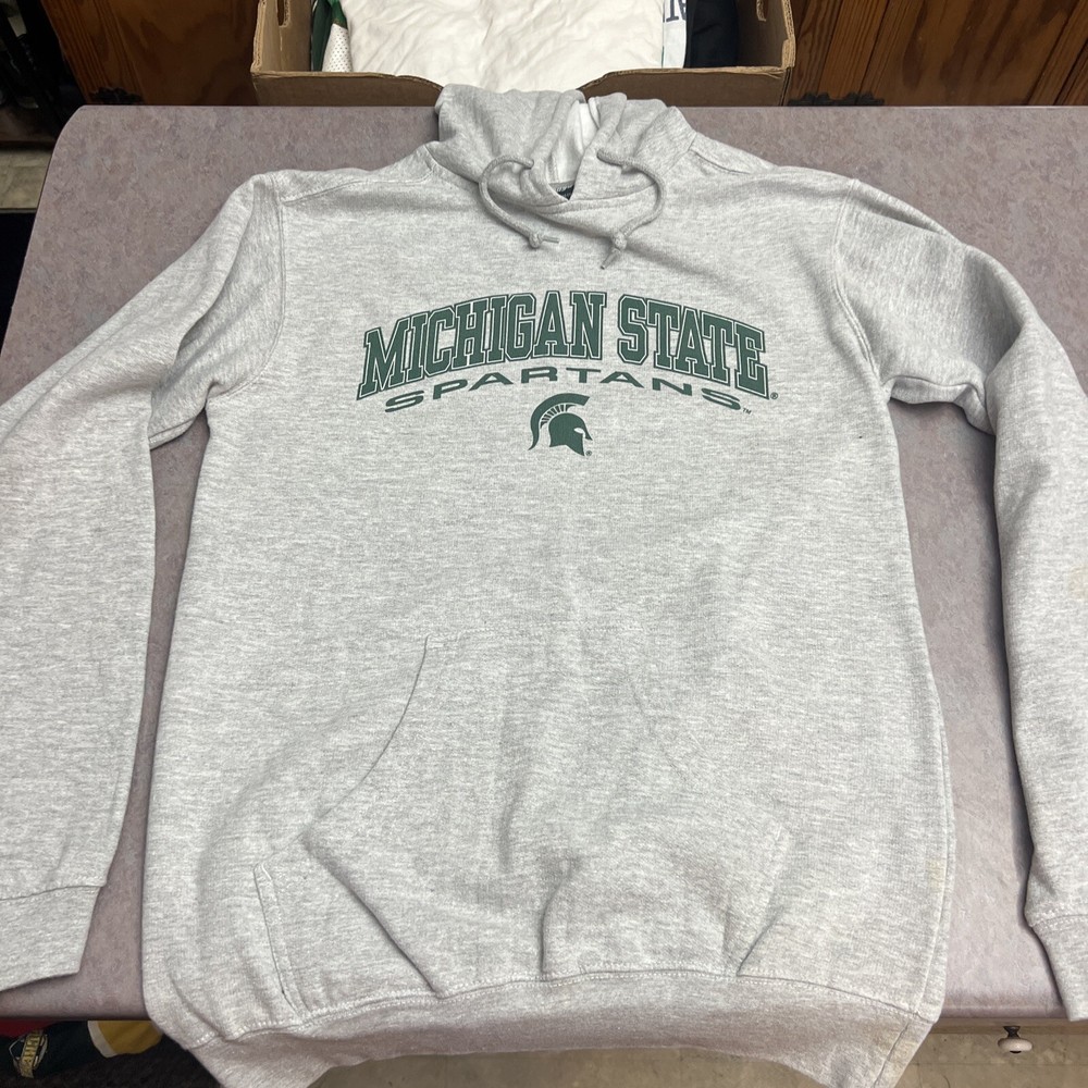 Vintage Michigan State Spartans Sweatshirt Adult Small Gray Hoodie MSU Logo