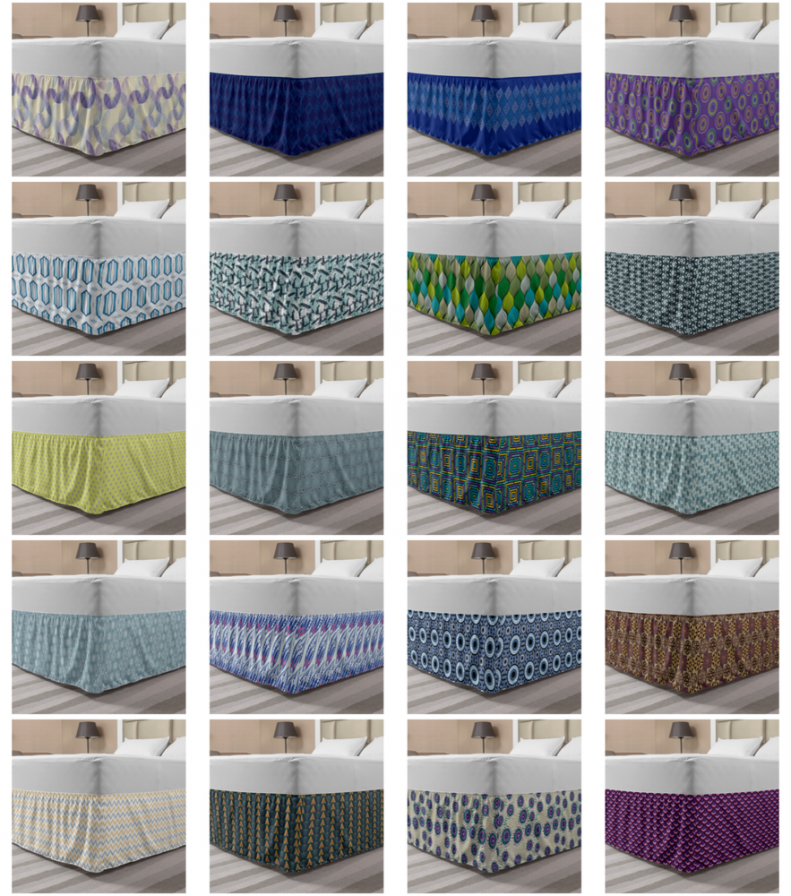Ambesonne Abstract Shape Bedskirt Elastic Wrap Around Skirt Gathered Design