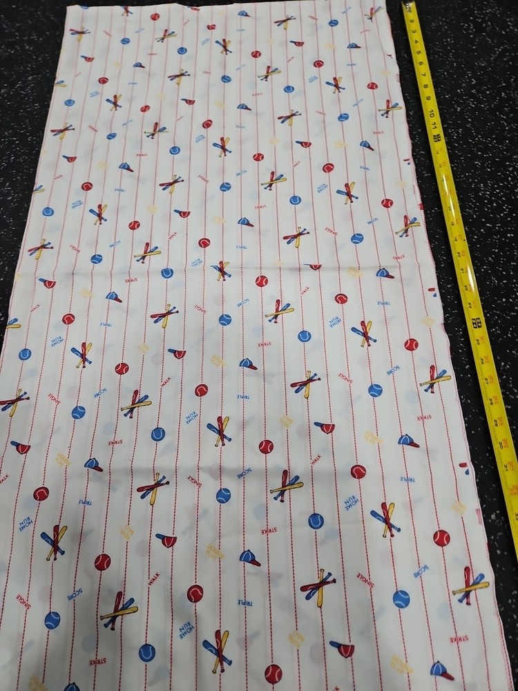 Lot of 2 Yards Baseball Stripes Cotton Fabric