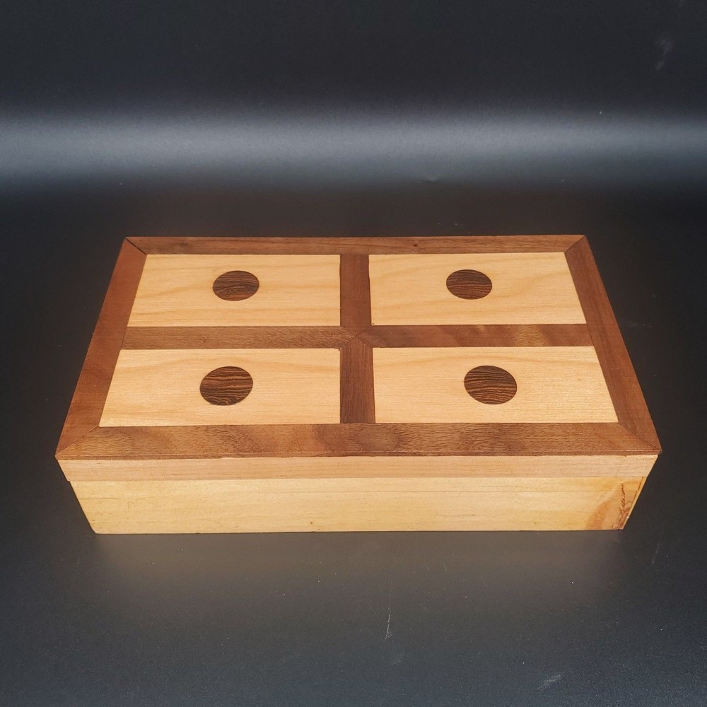 Handcrafted Wooden Inlay Box Storage Organizer Keepsake Jewelry