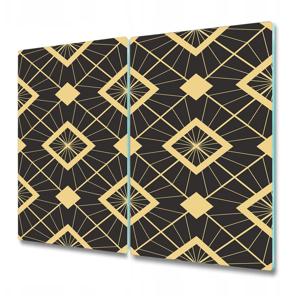 Glass Surface Protector Worktop saver Abstract art deco grey and yellow art