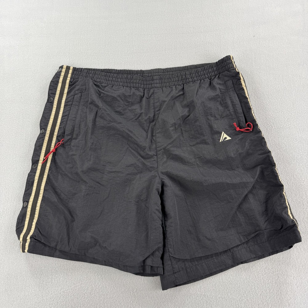 Athletic Works Shorts Mens Large Black Snap Button Nylon Mesh Lined Track y2k