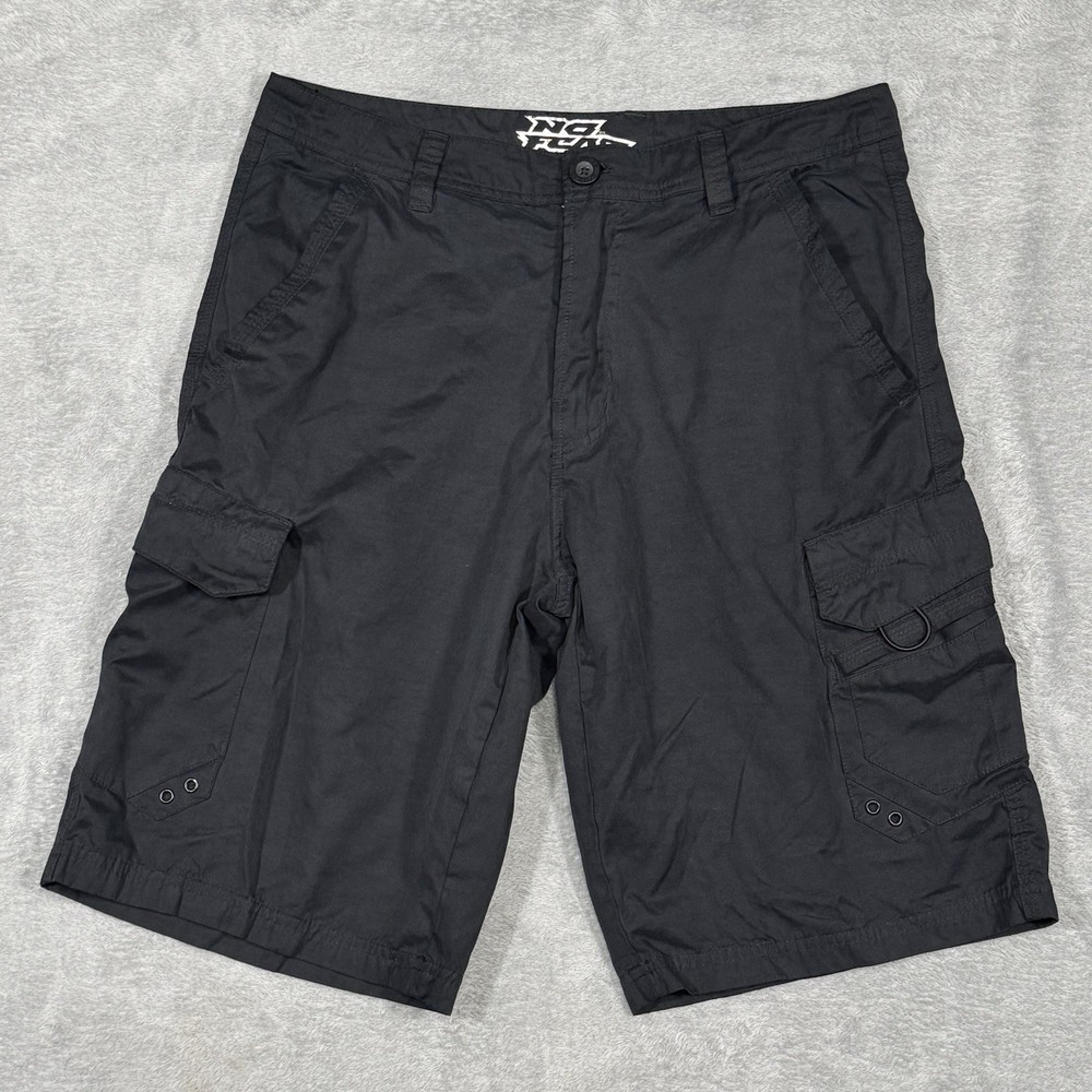 No Fear Black Cargo Shorts Y2K Mens 32 Tactical Skate Streetwear Utility Grunge