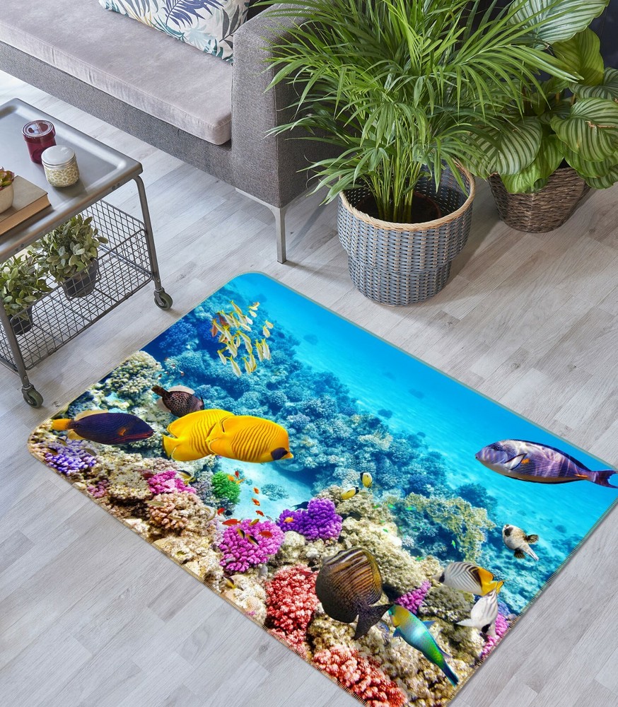 3D Fish Coral Non-Slip Rug Mat Elegant Photo Carpet O3062