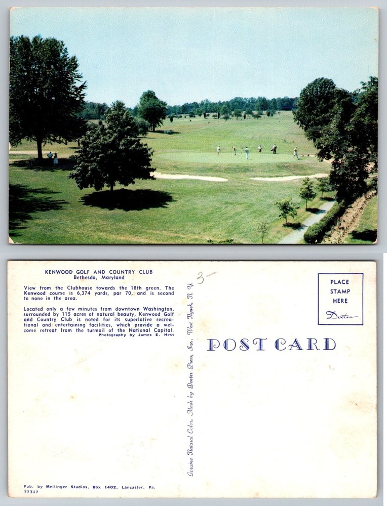 Kenwood Golf & Country Club Bethesda MD Postcard Vintage Dexter Press