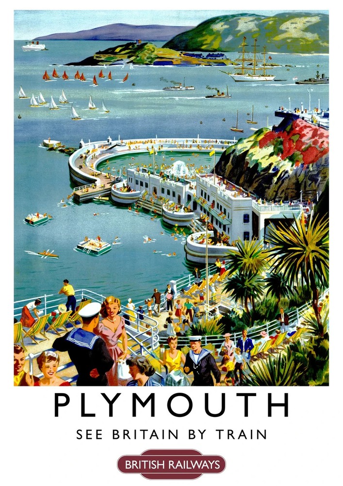 Plymouth British Railways Britain Vintage Travel Poster Print