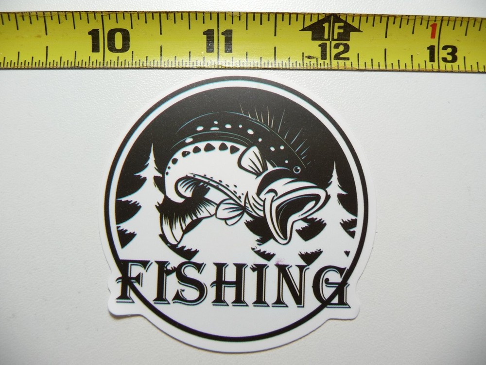 Fish Fishing Circle Fir Trees Decal Sticker for Outdoor Sports Enthusiasts