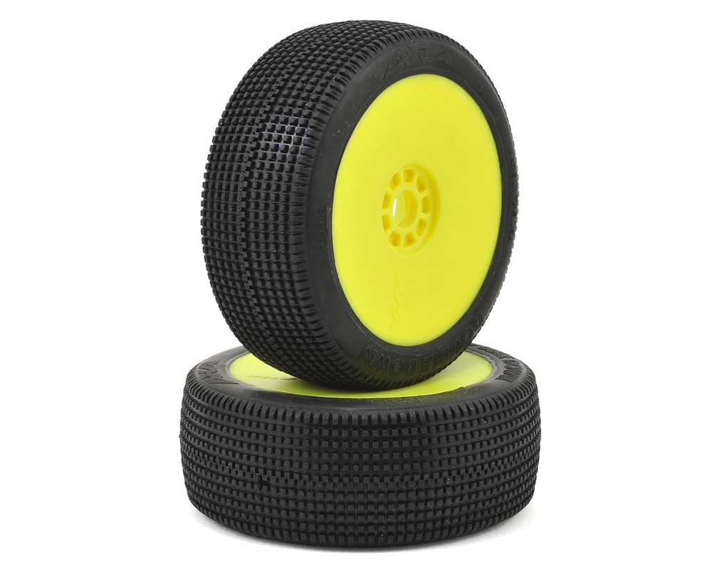 AKA Double Down 1/8 Buggy Pre-Mounted Tires (2)w/EVO Wheels (Yellow)