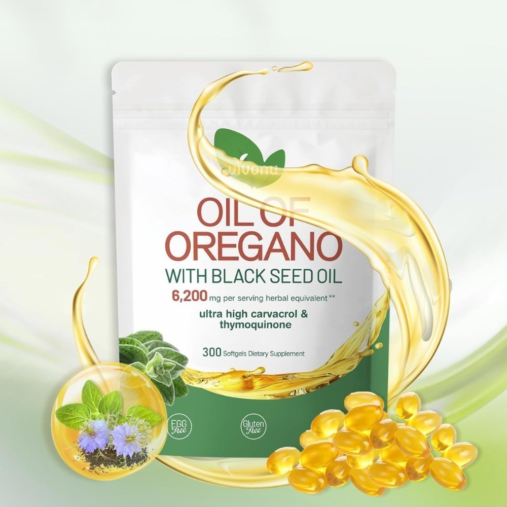 VivoNu Oil of Oregano & Black Seed Oil–Organic Softgels,Immune Support,Carvacrol