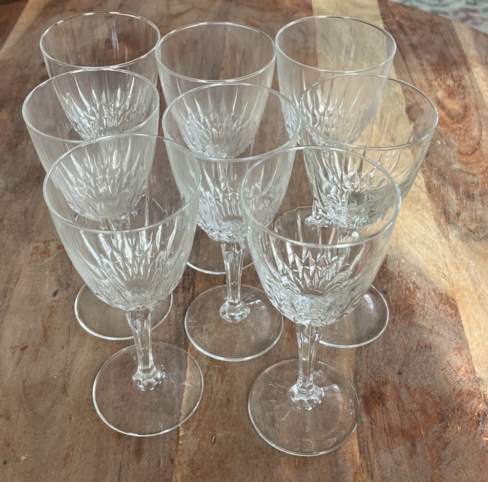 Vtg Cristal d'Arques Durand DIAMANT Set of 8💎5-3/4