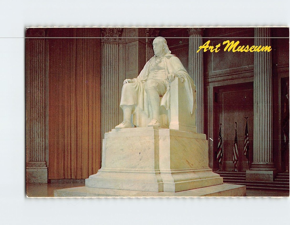 Postcard Statue Of Benjamin Franklin Art Museum Philadelphia Pennsylvania USA