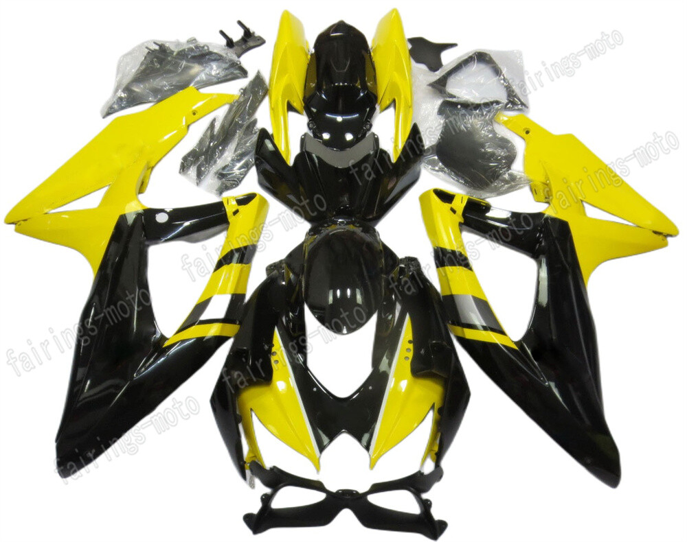 2008-2010 GSXR 600 750 ABS Black Yellow Fairing Kit Replacement