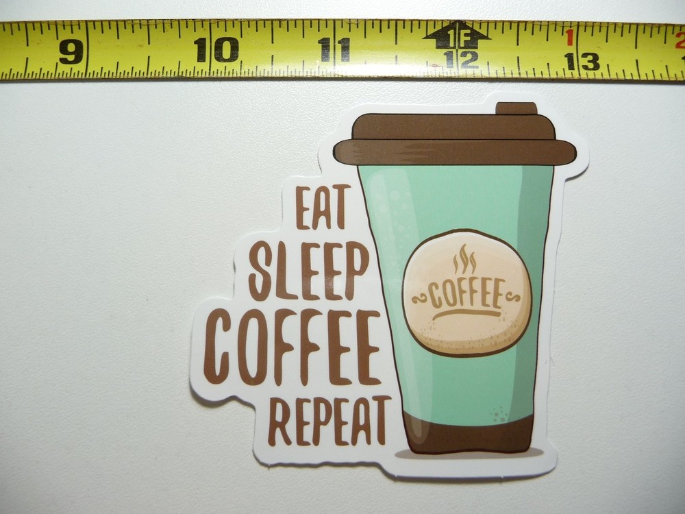 EAST SLEEP COFFEE REPEAT Barista Cafe Decal Sticker for Coffee Lovers